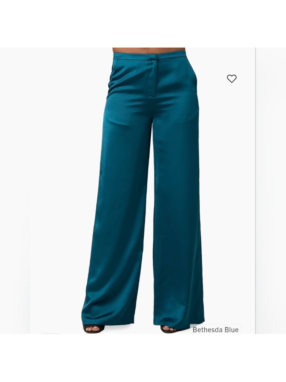 $258 Trina Turk Nolita Bethesda Blue Wide-Leg Women’s satin Pants